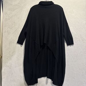 N:PHILANTHROPY High Low Funnel Neck Turtleneck Wool Blend Black Sweater Small
